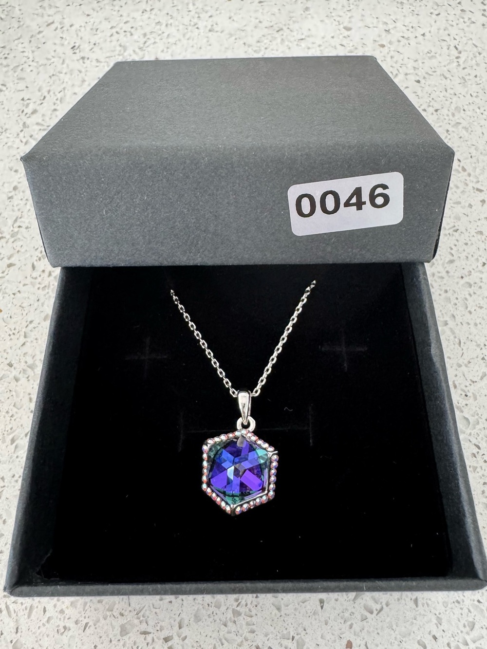 Swarovski Purple and Clear Crystal necklace with Silver-tone necklace